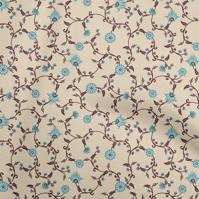 oneOone Viscose Chiffon Light Brown Fabric Jacobean Floral Sewing Craft Projects Fabric Prints By Yard 42 Inch Wide