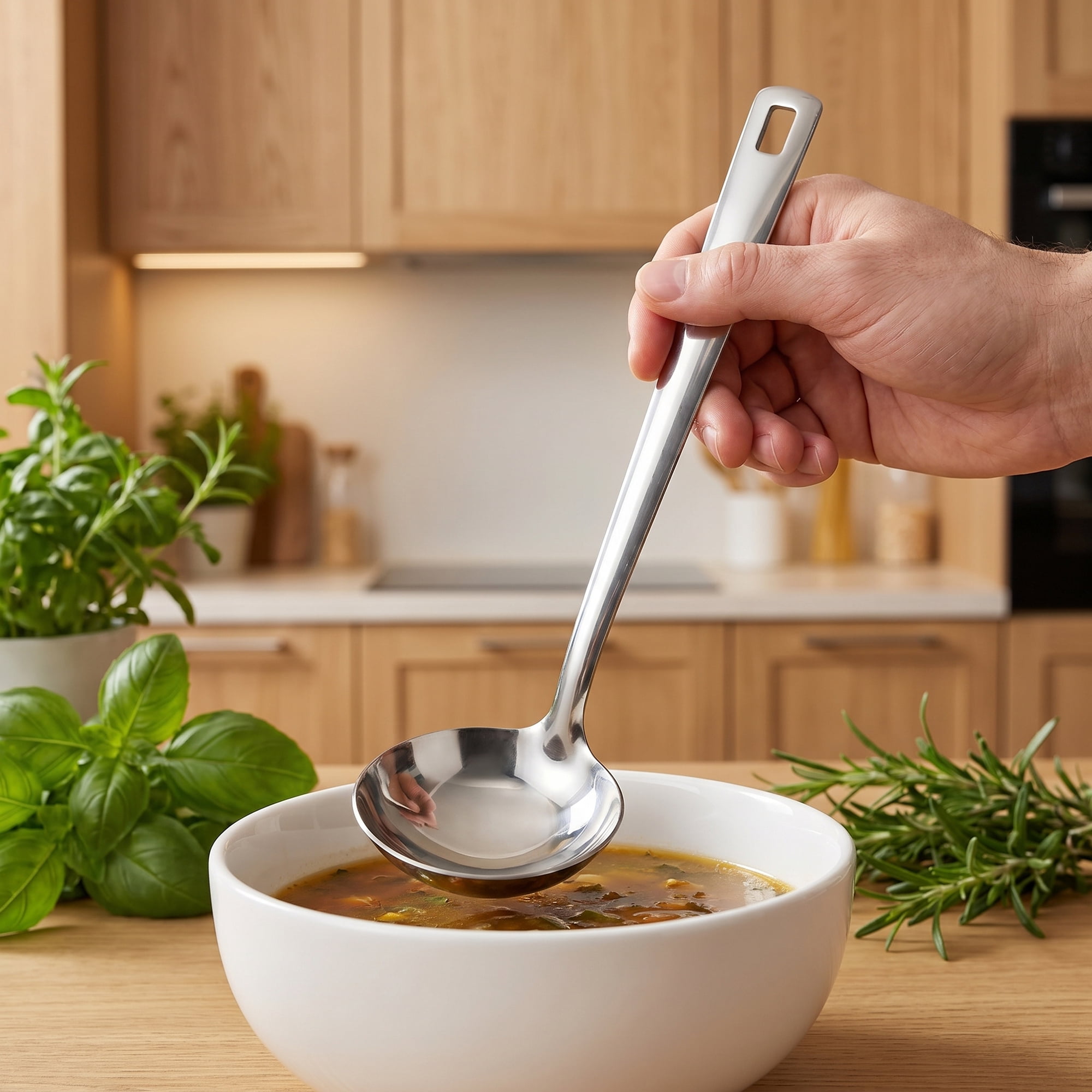 Unique Bargains 2Pcs Stainless Steel Kitchen Cooking Utensil Set Soup Spoon Slotted Spoon