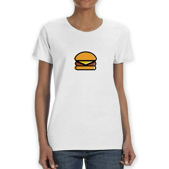 Cool Basic Cheeseburger Food Graphic Women White T-Shirt, Female Large