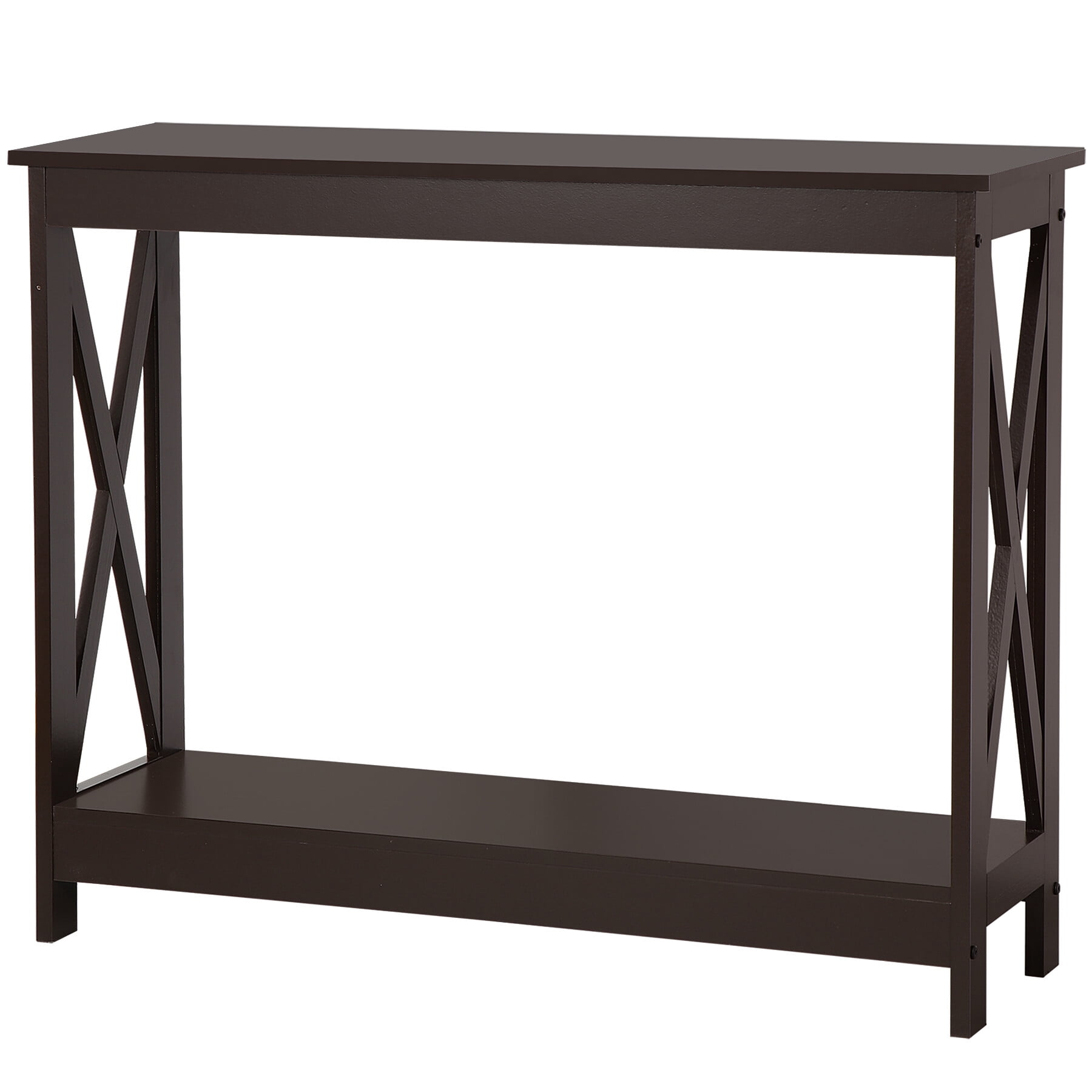 ZENY Home Entryway Wallmount Enhanced Console Table X Shaped MDF Frame, Brown