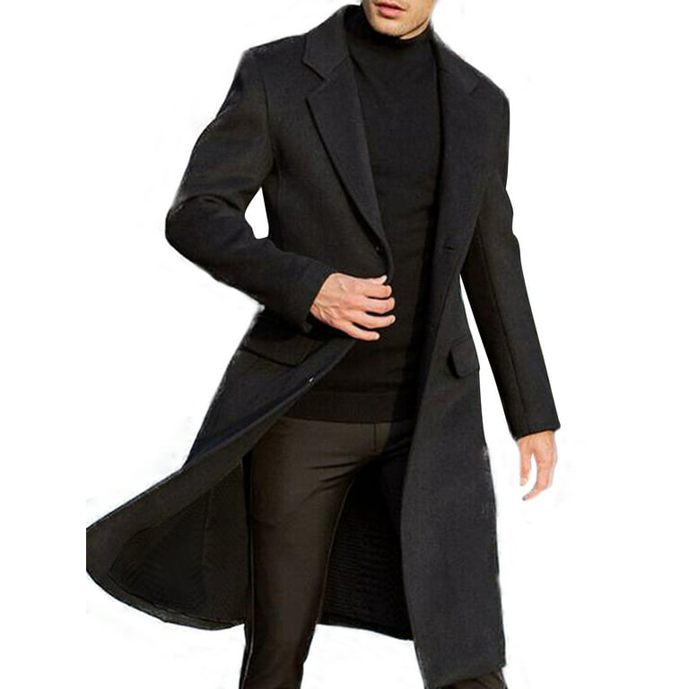 Men's Pea Coat Winter Warm Lapel Double-Breasteed Overcoat