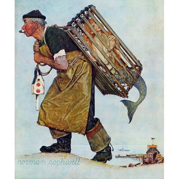 Marmont Hill Mermaid by Norman Rockwell Painting Print on Canvas