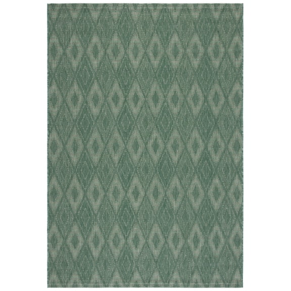 SAFAVIEH Courtyard Carl Geometric Indoor/Outdoor Area Rug, Dark Green/Beige, 5'3" x 7'7"
