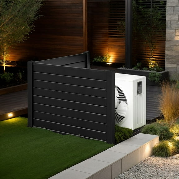 Resenkos Hedges Fence,Faux Hedge Panels,Outdoor PVC Air Conditioner Fence with 20 Inch Long Stakes-Black