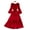 Red, variant on YM YOUMU Women V-neck Puff Sleeve Dress Lace Trim Single Breasted A-line Elastic Waist Beach Holiday
