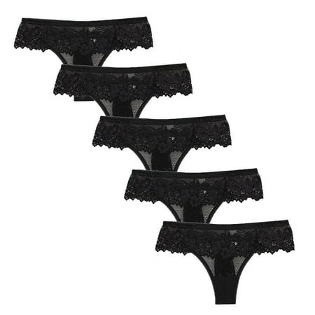 

Mackneog High Rise Underwear Women Women s Five-piece Comfortable Sexy Lace Thong Low Waist Cotton Crotch Underwear Cotton Lace Thong Plus Size Panties