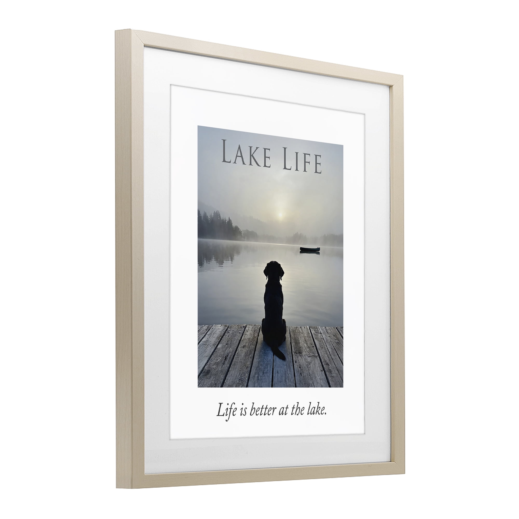 Stupell Industries Lake Life with Dog Birch Framed Print Under Glass, design by A Barefoot Stylist