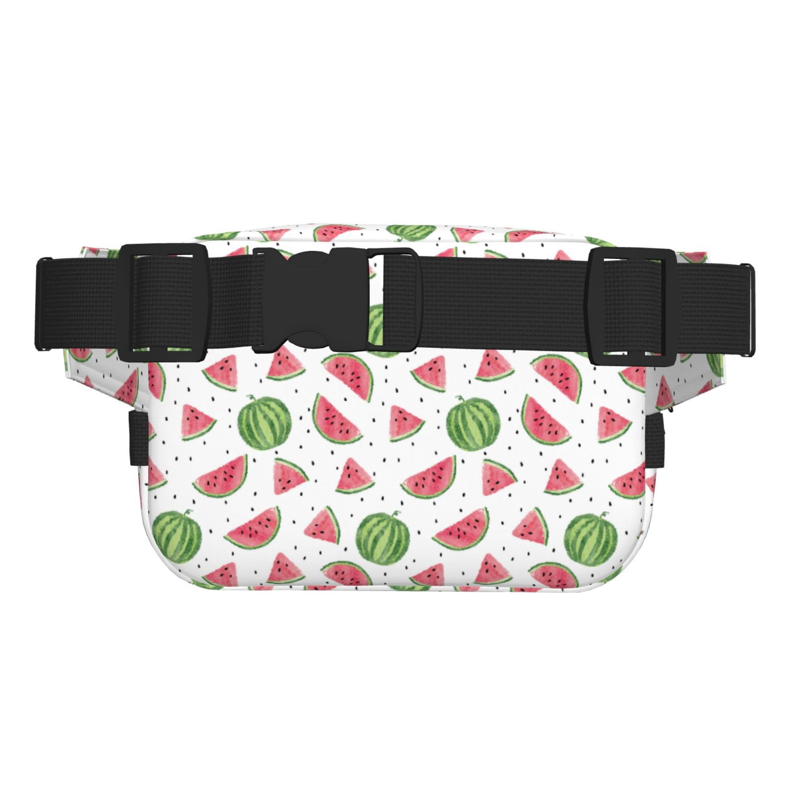 Picia Hand Drawn Watermelon Print Square Double-Layer Waist Bag Mini Adjustable Waist Belt Bag Exercise Running Travel Hiking