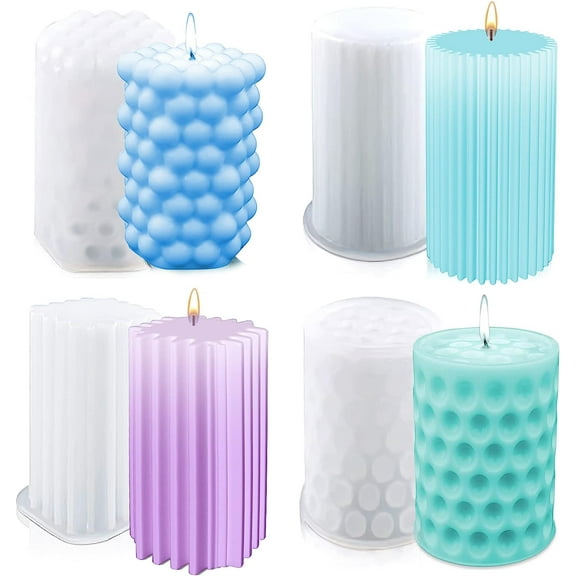 Set of 4 Silicone Candle Moulds - 3D Moulds for Candle Making, Scented Candles, and Crafts