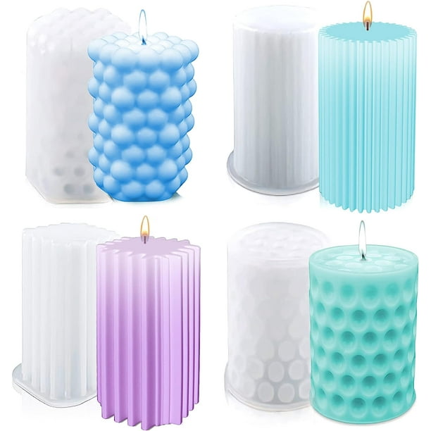 Molde de silicona para velas, juego de 4 moldes para velas artesanales hechos a mano, molde de silicona para velas en 3D, moldes para velas DIY, para hacer velas, velas perfumadas, jabón, manualidades
