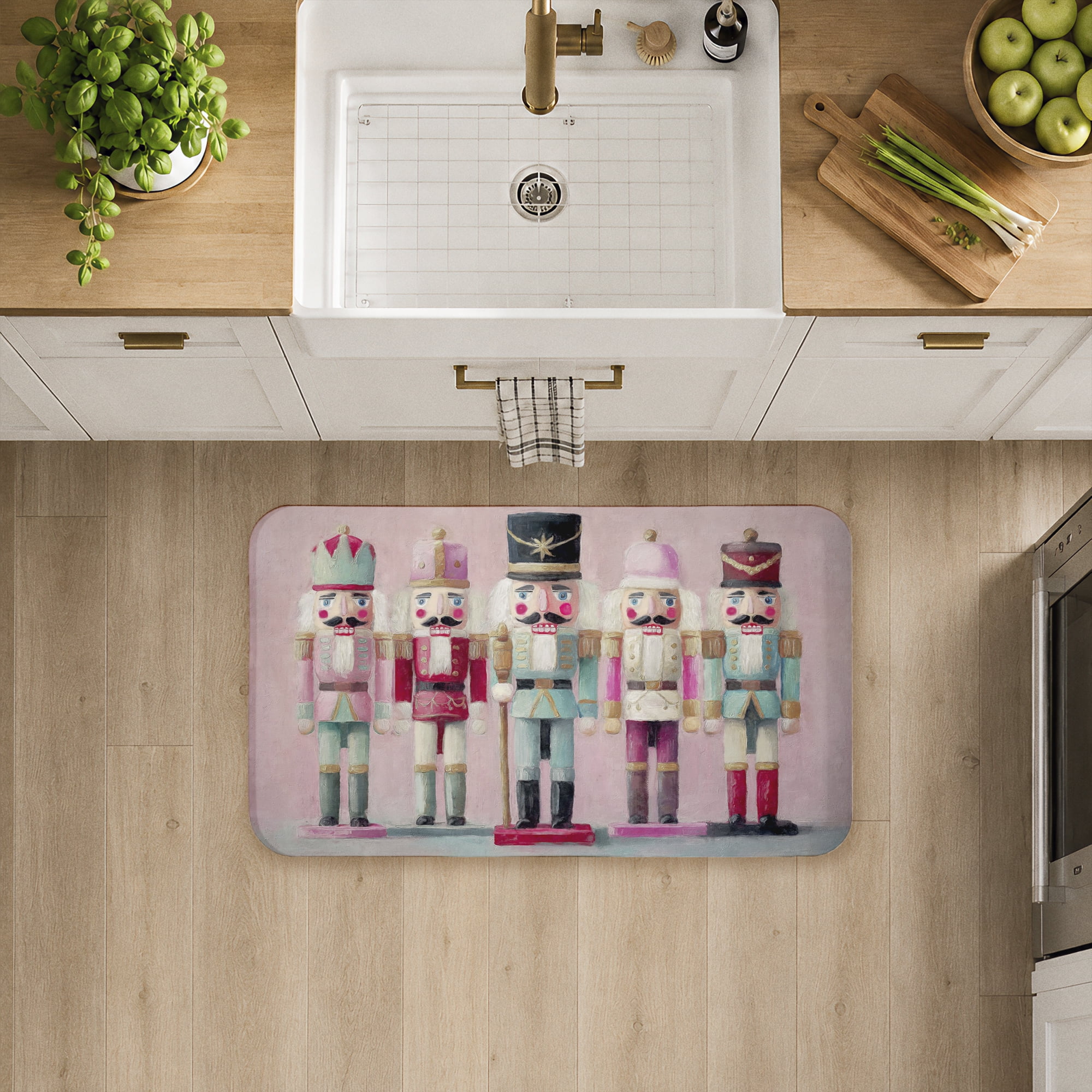 Stupell Industries Classic Nutcrackers on Pink Printed Anti-Fatigue Floor Mat, design by Nina Blue