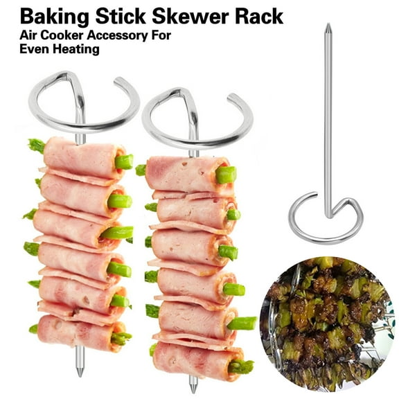 Ludlz 10Pcs Barbecue Stick Vertical Skewer Grill Evenly Cooked with Stand Base Stainless Steel Stick for Grilling Steak Chicken Fish