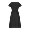 thumbnail image 5 of Giftesty Womens Plus Size Dresses Clearance Women's Casual Deep V Single Breasted Short Sleeve Waist Double Tulle Solid Color Dress, 5 of 5
