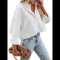 thumbnail image 1 of Camisas de Mujer con Botones, Tops Casuales de Larga, Blusa con Solapa y Bolsillo en el Pecho XL, 1 of 8