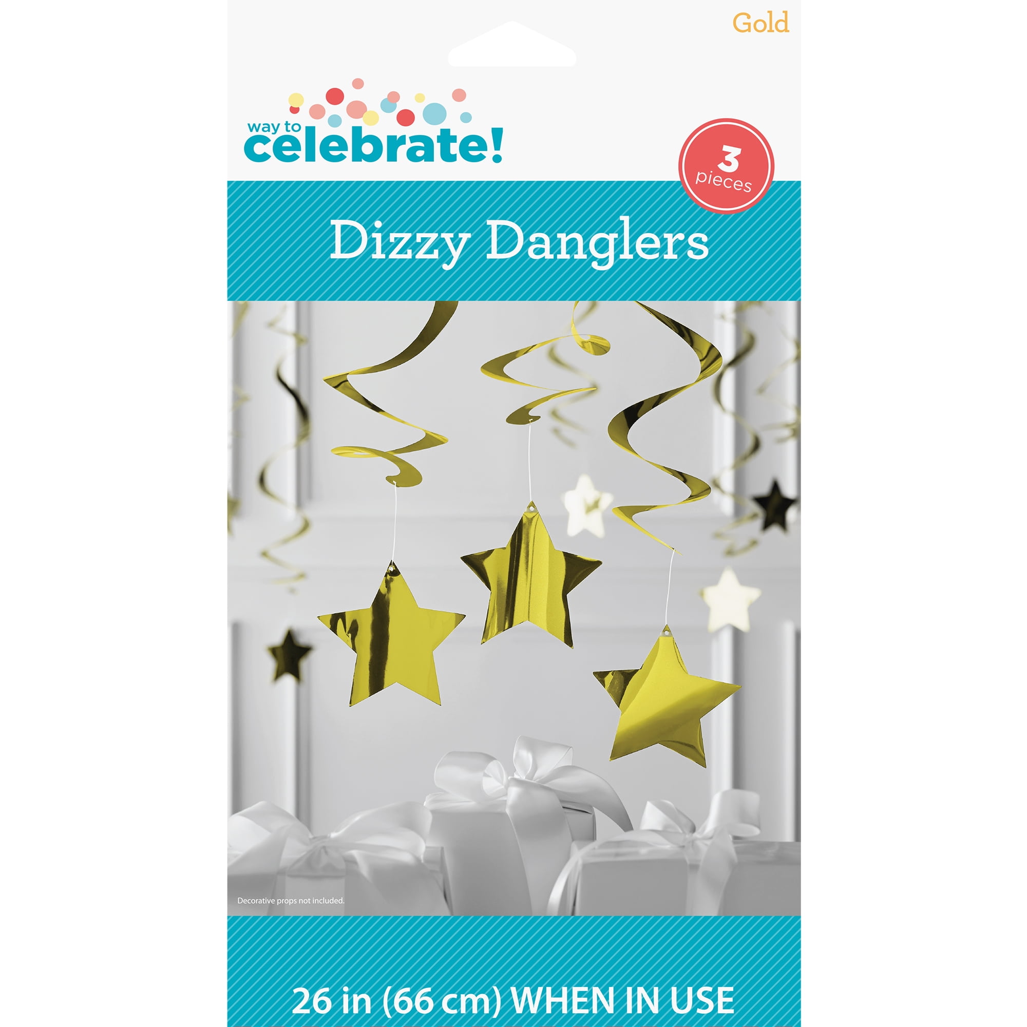 Way to Celebrate Gold Prismatic Dizzy Danglers 