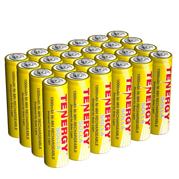 Tenergy Solla Rechargeable NiMH AA Battery, 1000mAh Solar Batteries for