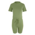 thumbnail image 4 of QGJZVUNL 2 Piece Sets for Women Summer Clothes Crop Short Sleeve Tops and Drawstring Shorts Workout Set Size Xs, 4 of 8