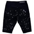 thumbnail image 3 of Embellish NYC Men's Patchwork Paint Splatter Distressed Skinny Denim Jean Shorts (28, Black), 3 of 3
