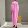 thumbnail image 6 of Guieoi Womens Dresses Fall Plus Size Loose Casual Cotton-Linen 3/4-Sleeve V-Neck Dress Flowy Maxi Dresseses Pink L, 6 of 8