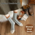 thumbnail image 4 of 5Pairs Wool Socks for Women Thick Knit Vintage Cute Floral Crew Socks, 4 of 8