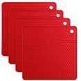 thumbnail image 1 of Juego de 4 salvamanteles de silicona resistentes al calor hasta 230 °C, antideslizantes y aptos para lavavajillas, con diseño de panal de abeja rojo, 1 of 5