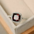 thumbnail image 3 of 2.50Ct Cushion Cut Simulated Red Garnet Halo Women's Engagement Ring 14K White Gold Plated 925 Silver, 3 of 4