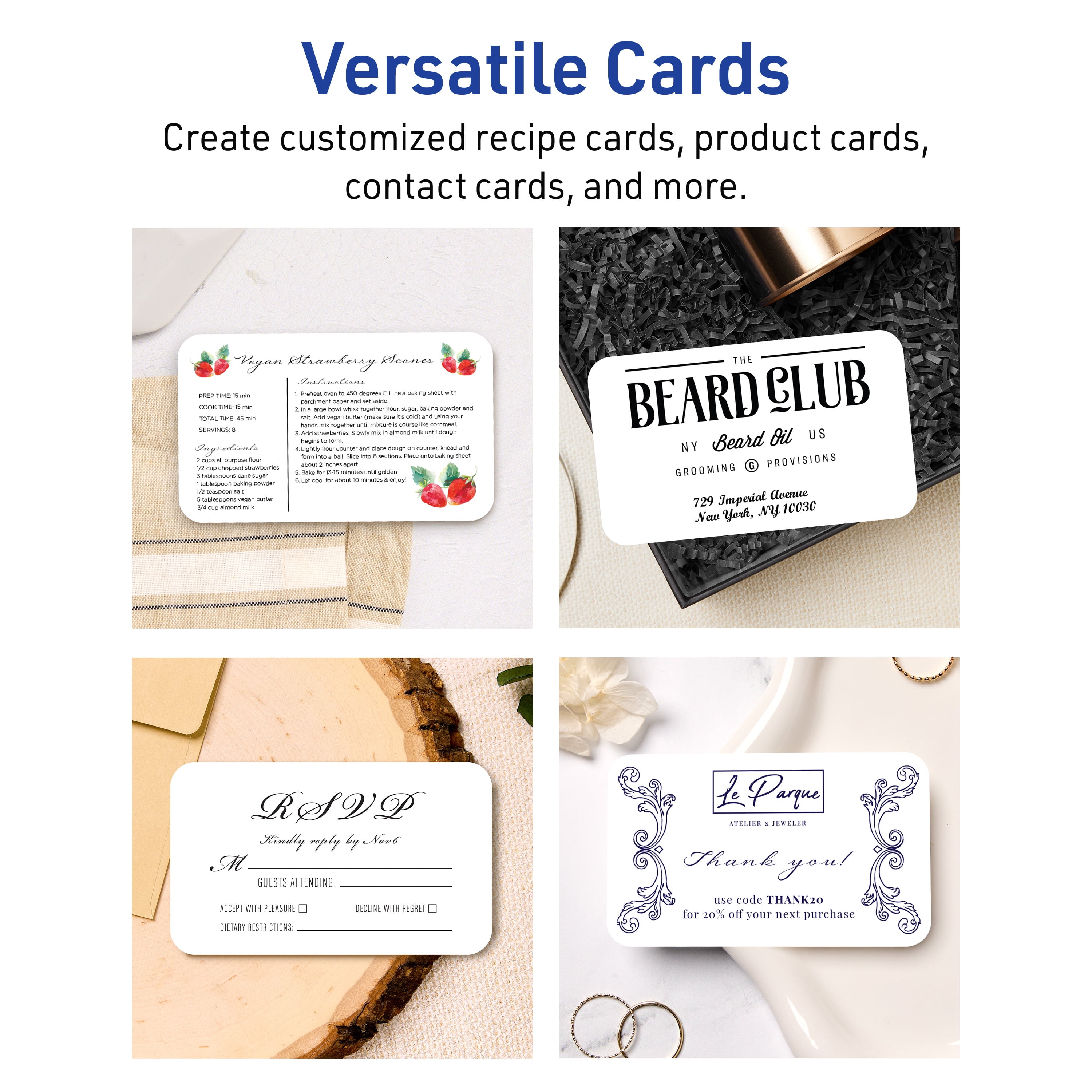 Avery Cards with Rounded Corners, 3" x 5", Matte White, 150ct