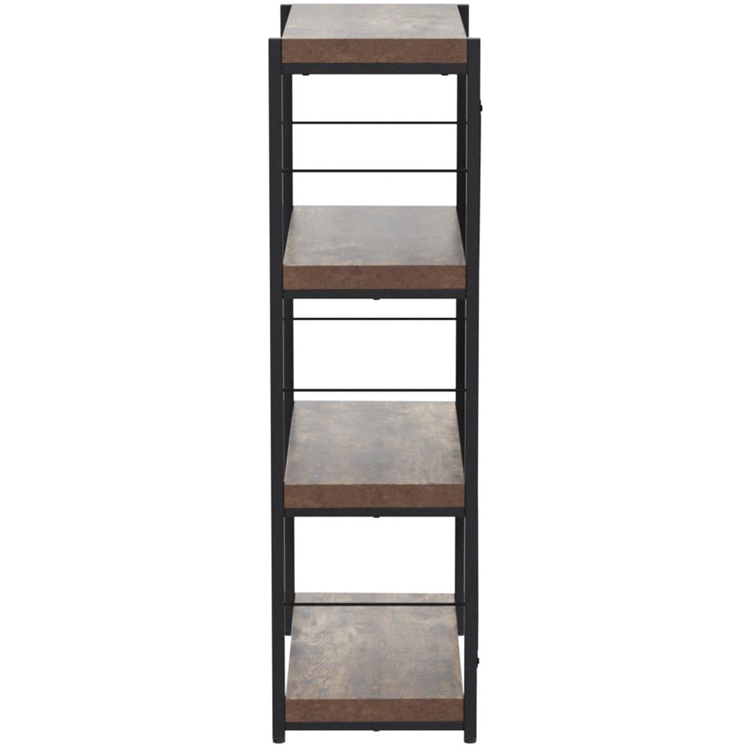 Hommoo Industrial 5 Tiers Bookcase, Modern Storage Shelf for Home & Office, Rustic Brown