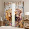 thumbnail image 2 of Feelyou 3D Brown Cow Blackout Curtains Set of 2 (52x84 Each) for Teen, Rustic Farmhouse Animal Window Curtains, Vibrant Groovy Daisy Curtains and Drapes, Black Out Curtains Decor, 2 of 6