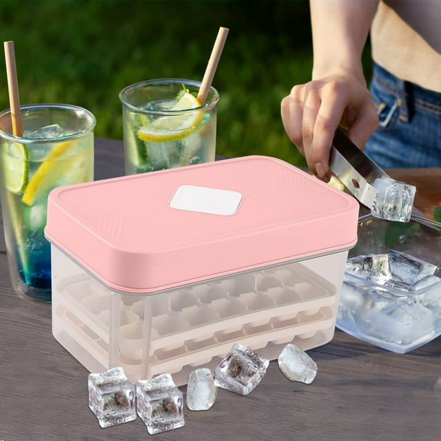 Presse avec Couvercle Bac à Glaçons Alimentaire Boîte à Glaçons 56 Compartiments Boîte de Rangement pour Réfrigérateur Glaçons Boîte de Rangement pour Glaçons