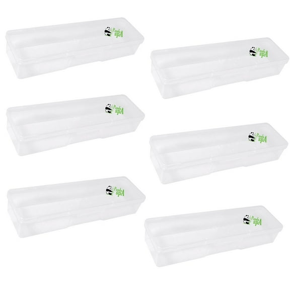 PandaSpa Set of 6 Multifunctional Tool Box for Supplies Storage, Manicurist Nails Pedicure Small size Clear