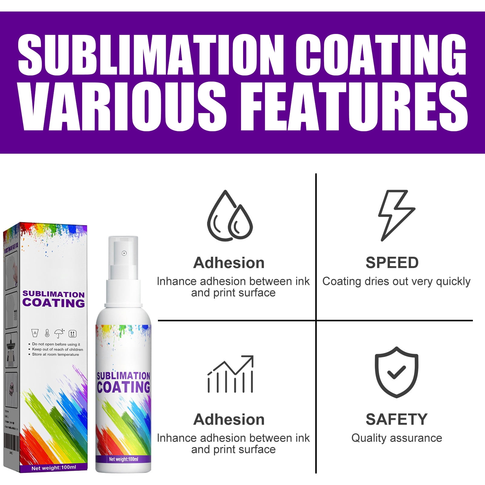 Alvantor Sublimation Spray for Cotton and Polyester T-Shirts with Quick Dry and Superior Fabric Adhesion, 3.38 fl. oz