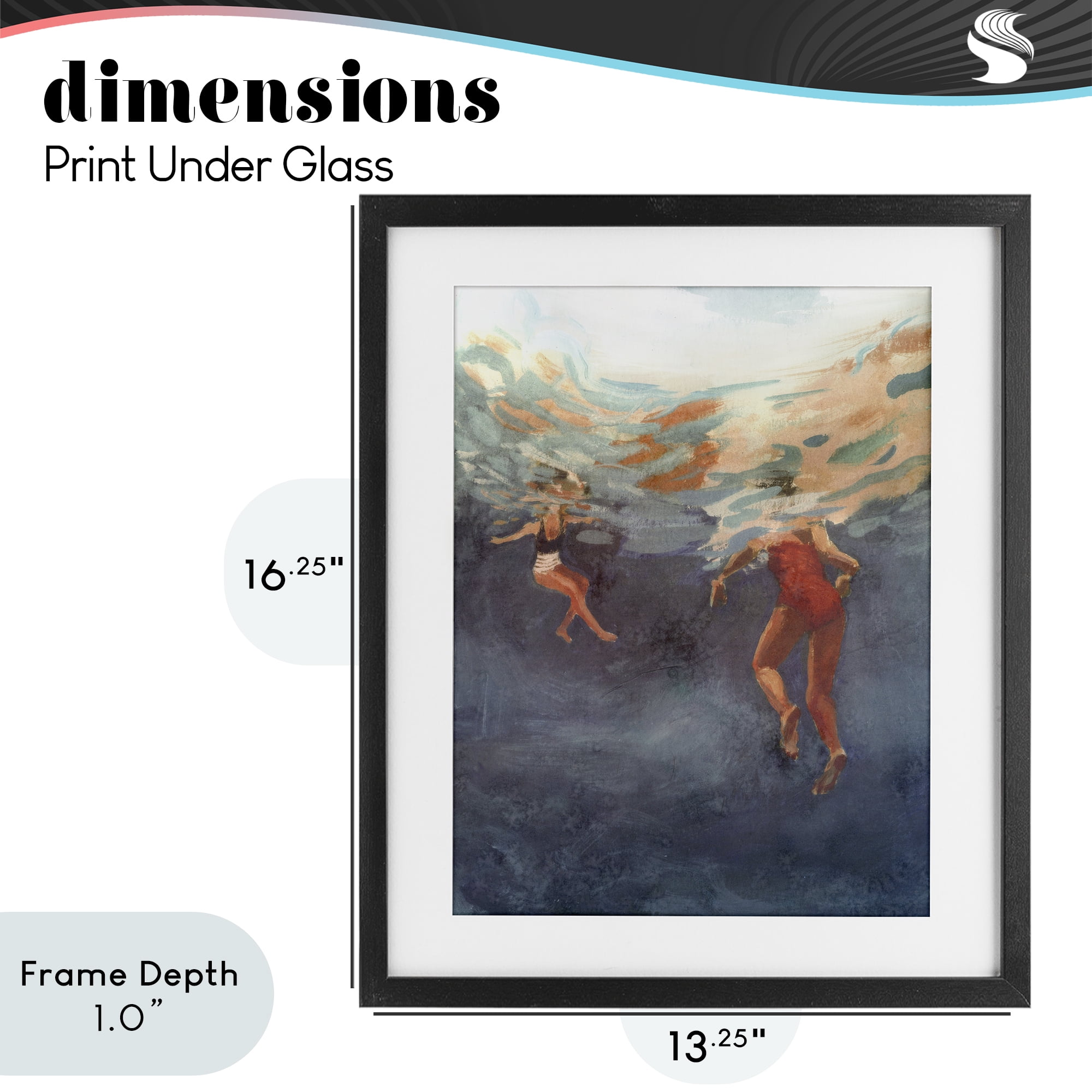 Stupell Industries Summer's Dance Swimmers Black Framed Print Under Glass, design by Victoria Barnes