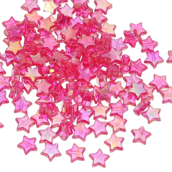Uxcell 11mm Crystal Star Beads, 400 Pcs Acrylic Star Bead, Rose Red