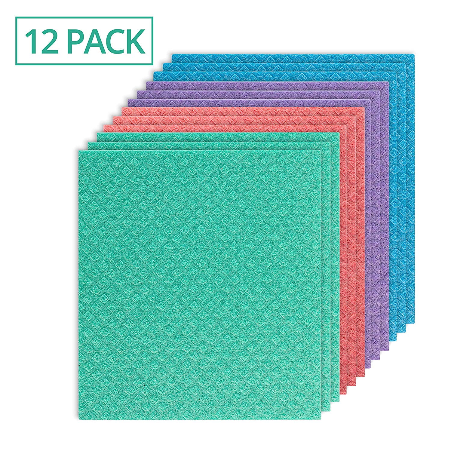 Homeries Swedish Dishcloth for Kitchen (Bulk Pack of 12) Reusable