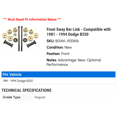thumbnail image 2 of Front Sway Bar Link - Compatible with 1981 - 1994 Dodge B250 1982 1983 1984 1985 1986 1987 1988 1989 1990 1991 1992 1993, 2 of 2