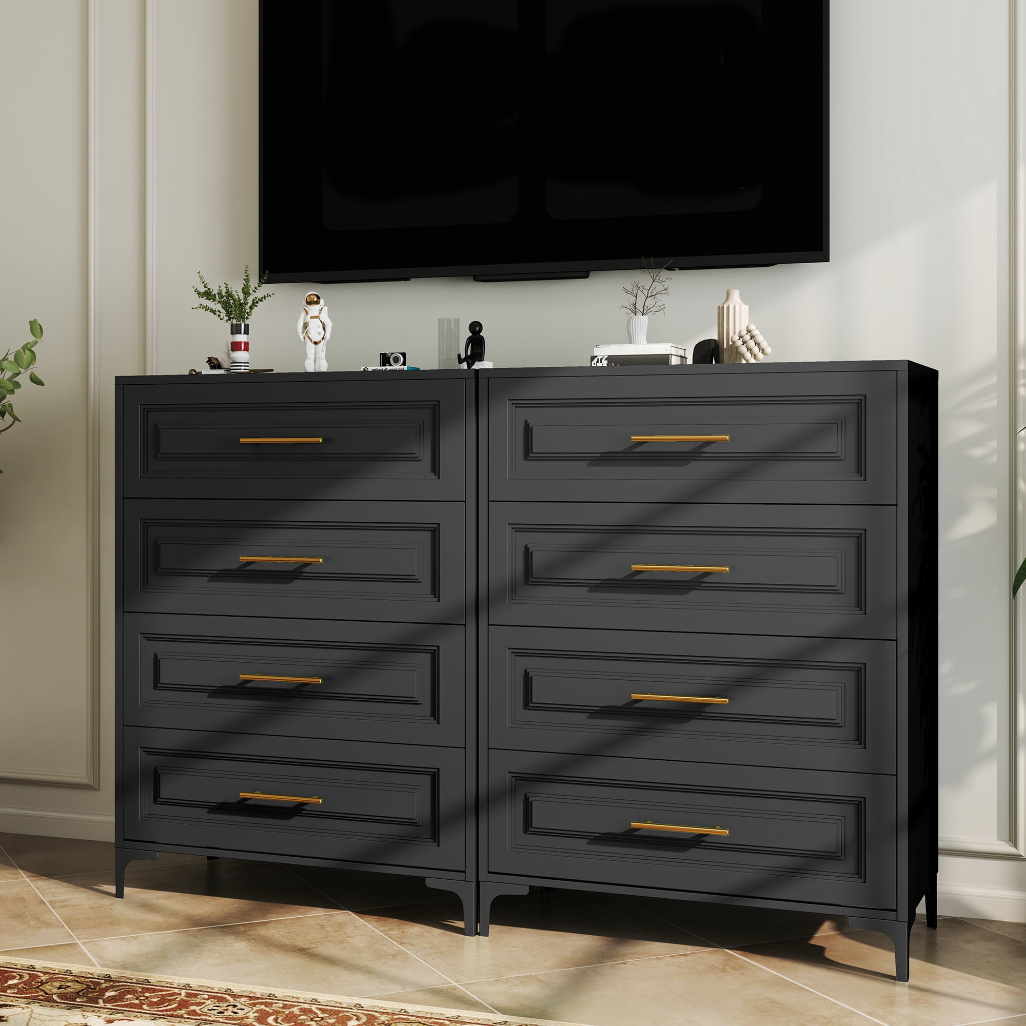 Foreate 4-Tier Steel Dresser for Bedroom | 43in Green Metal Storage Cabinet (420lbs Capacity) | Easy Assembly | Modern Black Dresser for Bedroom, Office & Nursery