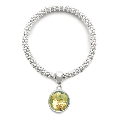 Miaoji Painting Cat Faly Fantasy Sliver Bracelet Pendant Jewelry Chain Adjustable Bangle