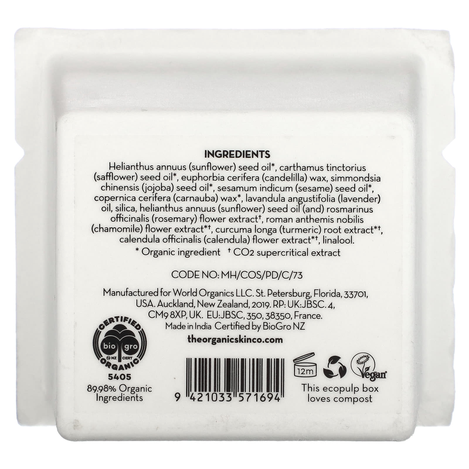 The Organic Skin Co Soothe Operator Calming Turmeric and Calendula Face Balm Moisturizer, 1.7 fl oz
