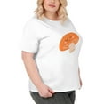 thumbnail image 4 of Orange Mushrooms Summer new products, plus-size women's wear, casual sportswear women's wear, cute T-shirts, round-neck printed T-shirts,White L, 4 of 7