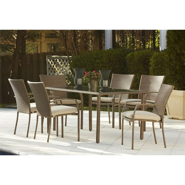 Cosco Lakewood Ranch Outdoor Patio Dining Set 7 Piece, Multiple Colors
