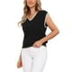 thumbnail image 4 of INSPIRAR CHIC Chaleco de Mujer Sin Mangas de Punto con Cuello en V Uniforme Escolar Color Contrastante M Negro, 4 of 6