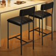 thumbnail image 1 of Set of 2 forrado bar stools con backrest y footrest, 25.5 pulgadas high, para kitchen, bar, o island (negra, fácil montaje), 1 of 6