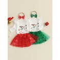 thumbnail image 3 of Baby Toddler Girls Christmas Outfits with Bow Headband 3 6 9 12 18 24 Months Snowman Pattern Crew Neck Long Sleeve Fall Infant Romper and Skirt Clothing Sets, 3 of 9