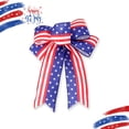 thumbnail image 5 of Baywell Patriotic Wreath Bow Burlap American Stripes Stars Large Tree Topper Bow Gift Bows for 4th of July Memorial Day President's Day Independence Day, 5 of 6