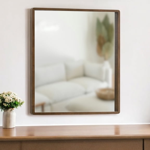 HomeRoots 510881 Rectangle 40 in. Brown Wood Framed Accent Mirror