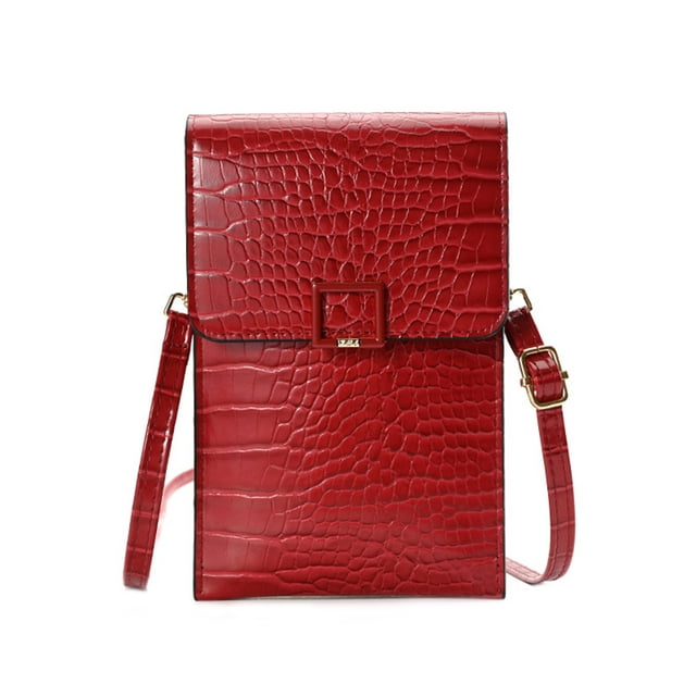 Graflsoa Women's Transparent Window Phone Wallet with Detachable Strap, Multi-Color Options, PU Leather, Casual Crocodile Skin Pattern, Compact Design for Daily Use (8081#)