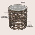 thumbnail image 2 of JONATHAN Y Malaya 16" Bohemian Coastal Handwoven Water Hyacinth Open Weave Round End Table with Glass Top, Brown, TBL2508B, 2 of 6