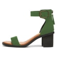 thumbnail image 2 of FSJ Women Open Round Toe Zipper Back Sandals Ankle Strap Low Stacked Block Heels Comfortable Daily Dress Retro Buckle Shoes Size 8 Green, 2 of 6