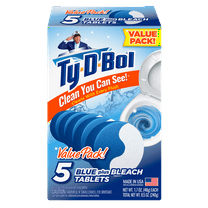 Ty-D-Bol Toilet Cleaner Blue Toilet Bowl Cleaner Tablet Plus Bleach 1.7 Oz 5 Tablets
